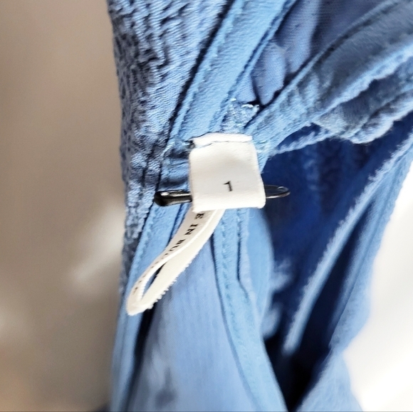 SANDRO PARIS Ruffled Front Fit and Flare Mini Dress in denim blue - Picture 6 of 7